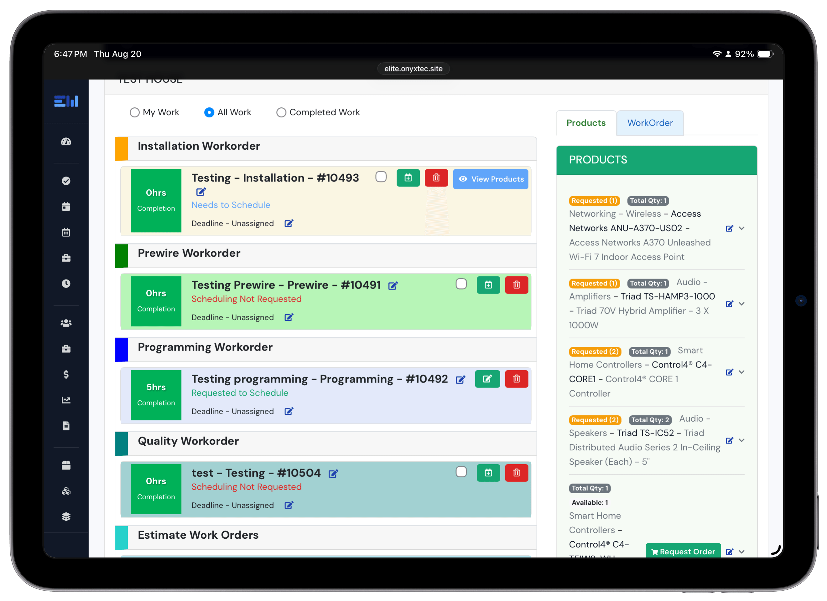 EliteWorker job stage checklists on iPad