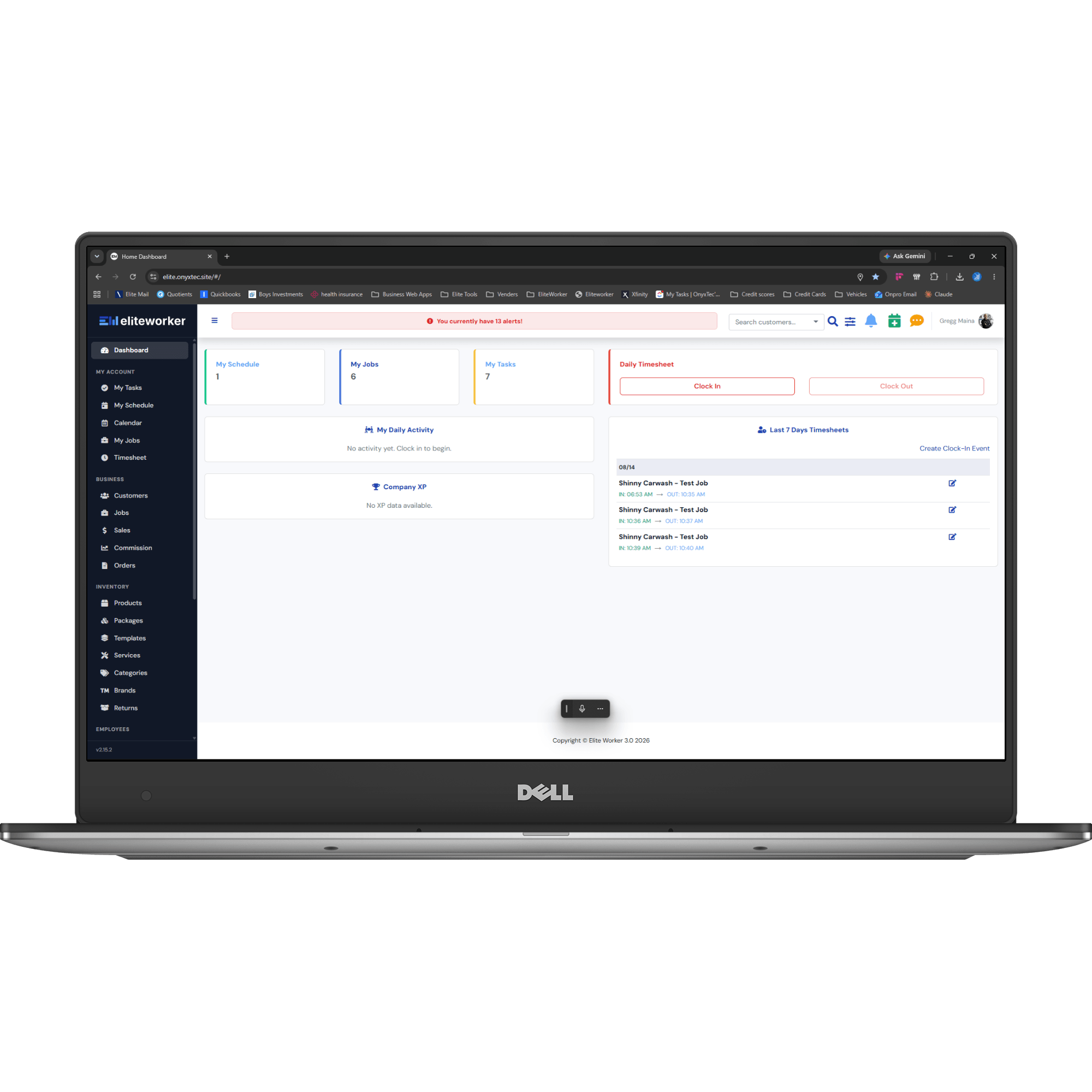 EliteWorker dashboard on laptop